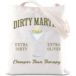 ENSIANTH Martini Lovers Gift Dirty Martini Cheaper Than Therapy Tote Bag Bachelor Bachelorette Party Gift Drinker Handbag