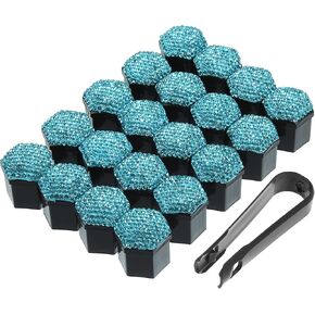 X AUTOHAUX 20 قطعة صامولة عروة غطاء يغطي 21 مللي متر بلينغ فو كريستال عجلة الترباس غطاء تغليف العالمي عجلة صامولة عروة غطاء عرافة حامي الوردي