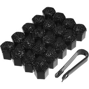 X AUTOHAUX 20pcs Wheel Lug Nut Cap Covers 21mm Bling Faux Crystal Wheel Bolt Cap Cover Universal Wheel Lug Nut Cap Hex Protector Pink