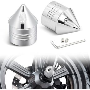 Amazicha Front Axle Nut Covers Axle Nut Caps Compatible for Harley Davidson Sportster Touring Electra Glide Street Glide Road King Dyna Softail 2002-2024 (Chrome)