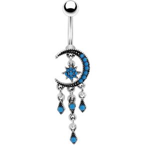 COCHARM Moon Dangle Belly Button Rings for Women 14g Belly Rings Dangling Cute Nave Rings Boho Belly Navel Piercing Jewelry…