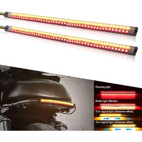 Motorcycle LED Tail Light Strips,11.8" Double color LEDs Brake Stop Tail Lihgt Turn signal Light Multifunction Waterproof Flextible LED Strips for Motorcycle ATV ect.2-Pack. (30cm-90SMD)