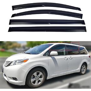 أقنعة النوافذ متوافقة مع 2011 2012 2013 2014 2015 2016 2017 2018 2019 2020 Toyota Sienna، واقيات المطر من أشعة الشمس، عاكس النوافذ، نمط Mugen، 4 قطع