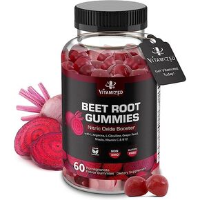 Extreme Beetroot Formula & COQ10 100mg with Grape Seed Extract, for Circulation Energy & Flow, 1500mg Beet Root Gummies Extract Gluten Free 60