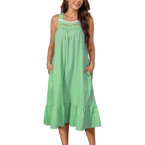 100% Cotton Nightgowns for Women Sleeveless Sleep Dresses Ladies Gowns Sleepwear with Pockets in Saudi Arabia