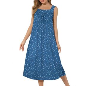 Ekouaer Nightgowns for Women Long Sleeveless Night Gown Embroidery Sleepdress Ladies Nightdress Victorian Nighty
