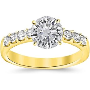 1 to 8 Carat Prong Set 14K White,Yellow or Rose Gold Round-Cut Lab-Grown Diamond Engagement Ring for Women (D-E VS1-VS2)