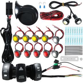 VOFONO Universal UTV ATV Turn Signal Kit with Column Turn Switch Horn and Amber LED Blinker Kit Compatible with Polaris Pioneer Talon Can-Am Kawasaki Arctic Cat