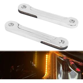 Front Flush Fork Turn Signals Brackets Shock Absorber LED Side Light Compatible with Harley Touring Street Glide Road King 1998-2023 Black