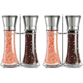 Willow & Everett Salt and Pepper Grinder Set - Stainless Steel Refillable Salt & Peppercorn Shakers
