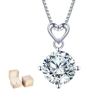 Heart Pendant Necklace Gifts for Wife, 1-6 Carat Moissanite Women's Pendant Necklace, Wedding Anniversary Eternity Jewelry Present for Wife, Birthday Christmas Valentine's Day Gifts for Her