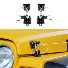 for Jeep TJ Hood Latches Lock Catch Pins for Jeep Wrangler 1997-2006, Exterior Accessories, Vintage Black+Lock, 2pcs