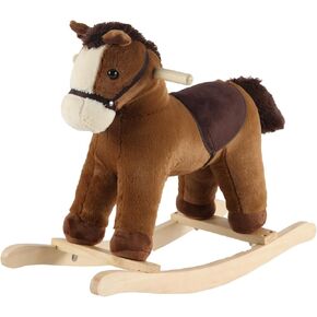Rock My Baby Plush Rocking Horse, Soft Filling Ride on Pony, Rocking Animal, Stuffed Rocker for Kids 18 Months and up (Dark Brown)