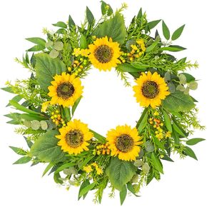 24 Inch Sunflower Wreaths for Front Door,Handmade Large Spring Summer Artificial Wreath for Front Door Indoor/Outdoor Wedding Holiday Farmhouse Decor All Year Round