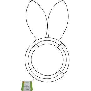 Craft Supply Floral Garden Easter Bunny Head Shaped Wire Wreath Form - 9.5 x 17 Inches, Black