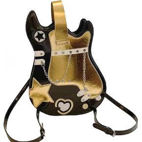 Women Guitar Shaped Backpack Unique Crossbody Shoulder Bag PU Leather Novelty Guitar Purse