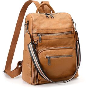YALUXE Genuine Leather Backpack Purse for Women Fashion Daypack with Multiple Pockets