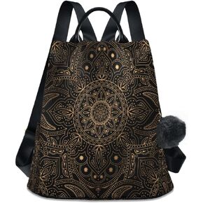 Golden Sun Moon Stars Boho Anti-Theft Backpack Purse for Women Fashion Bag Travel School Back Pack Rucksack Shoulder Bag