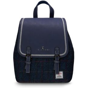 Islander Harris Tweed Jura Backpack for Women, Navy Over-Check
