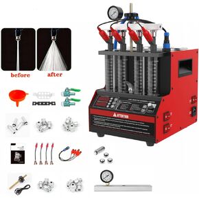 Fuel Injector Cleaner,CT160 Heated Injector Cleaner Tester,4-Cylinders Fuel Injector Cleaner Machine,Fuel Injector Cleaner Kit for Gasoline Direct Injection Piezo Fuel Nozzle with 11 Functions 110V
