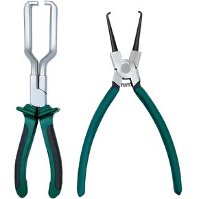 2PCS Electrical Disconnect Pliers, Automotive Electrical Connector Disconnect Pliers Long Spark Plug Removal Pliers, Fuel Line Plier Car Fuel Feed Pipe Plier Universal Pipe Clip Repair Tool, 9 Inch