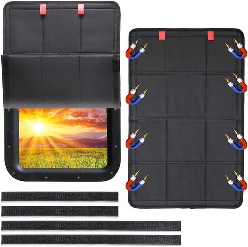 Spurtar RV Accessories Magnetic Door Window Shade Magnetic Foldable RV Accessories for Inside, 25" x 16" Blackout Shades RV Blinds, Black Out Screen Door Protector, Must Have Camper Accessories in Kuwait