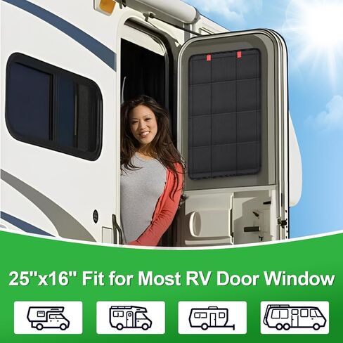 Spurtar RV Accessories Magnetic Door Window Shade Magnetic Foldable RV Accessories for Inside, 25" x 16" Blackout Shades RV Blinds, Black Out Screen Door Protector, Must Have Camper Accessories in Kuwait