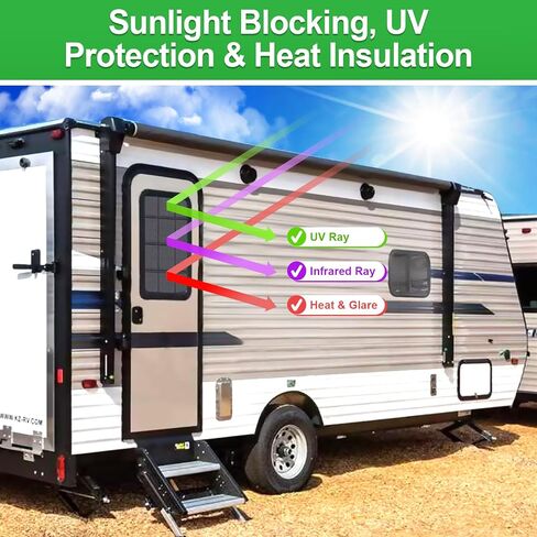 Spurtar RV Accessories Magnetic Door Window Shade Magnetic Foldable RV Accessories for Inside, 25" x 16" Blackout Shades RV Blinds, Black Out Screen Door Protector, Must Have Camper Accessories in Kuwait