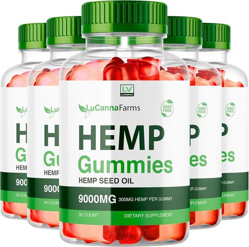 (5 عبوات) علكات القنب من LuCanna Farms، مزارع LuCana مع القنب الطبيعي 9000 مجم، علكات LuCana Farms Strawberry، LuCana Farms G، Lu LuCana Farms، 300 مجم لكل علكة لمدة 5 أشهر in Kuwait