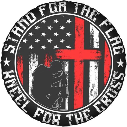 Stand for The Flag Kneel for The Cross Patriotic Spare Tire Covers Wheel Protector for Truck, SUV, Trailer, Camping, Rv Tire Covers 17 Inch in Kuwait