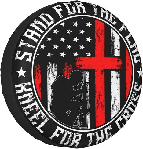 Stand for The Flag Kneel for The Cross Patriotic Spare Tire Covers Wheel Protector for Truck, SUV, Trailer, Camping, Rv Tire Covers 17 Inch in Kuwait
