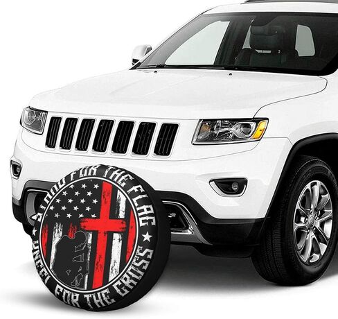 Stand for The Flag Kneel for The Cross Patriotic Spare Tire Covers Wheel Protector for Truck, SUV, Trailer, Camping, Rv Tire Covers 17 Inch in Kuwait