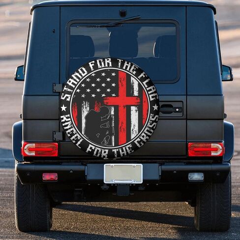 Stand for The Flag Kneel for The Cross Patriotic Spare Tire Covers Wheel Protector for Truck, SUV, Trailer, Camping, Rv Tire Covers 17 Inch in Kuwait