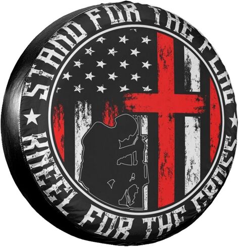 Stand for The Flag Kneel for The Cross Patriotic Spare Tire Covers Wheel Protector for Truck, SUV, Trailer, Camping, Rv Tire Covers 17 Inch in Kuwait