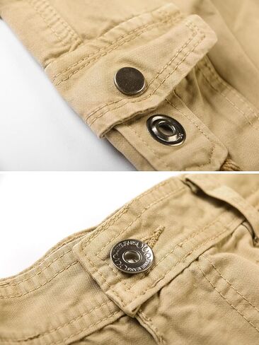 OCHENTA Men's Cotton Casual Baggy Cargo Work Travel Pants with Multi Pockets Relaxed Loose Fit (No Belt) in Kuwait