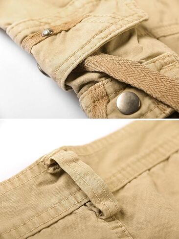 OCHENTA Men's Cotton Casual Baggy Cargo Work Travel Pants with Multi Pockets Relaxed Loose Fit (No Belt) in Kuwait