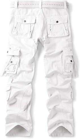 OCHENTA Men's Cotton Casual Baggy Cargo Work Travel Pants with Multi Pockets Relaxed Loose Fit (No Belt) in Kuwait