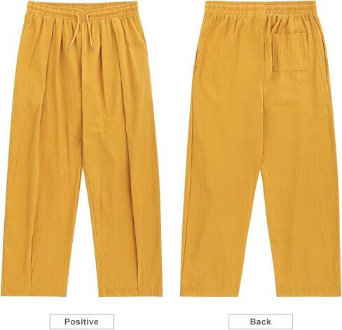 ESTAMICO Men's Cotton Linen Casual Yoga Pants Loose Fit Elastic Drawstring Waist Summer Beach Pant in Saudi Arabia