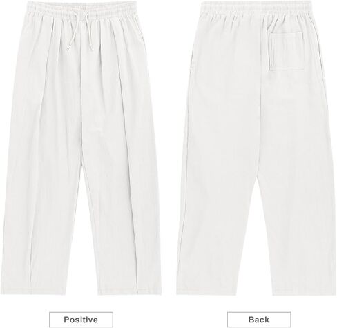 ESTAMICO Men's Cotton Linen Casual Yoga Pants Loose Fit Elastic Drawstring Waist Summer Beach Pant in Saudi Arabia