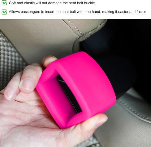 2 PCS Seat Belt Buckle Holder, Silicone Seatbelt Buckle Booster for Easy Access, Seat Belt Buckle Fixer Makes Receptacle Stand Upright and Stable for Kids, Car Accessories (Pink) in Saudi Arabia