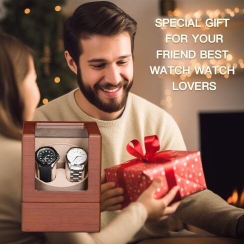 Automatic Watch Winder with Quiet Japanese Motor,AC Adapter or Battery Powered,Premium Leather Exterior and Soft Flexible Watch Pillows for Men's and Women's Watches in Saudi Arabia