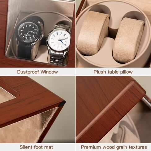 Automatic Watch Winder with Quiet Japanese Motor,AC Adapter or Battery Powered,Premium Leather Exterior and Soft Flexible Watch Pillows for Men's and Women's Watches in Saudi Arabia