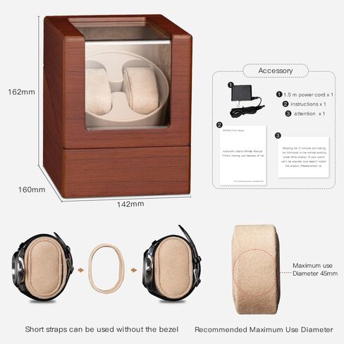 Automatic Watch Winder with Quiet Japanese Motor,AC Adapter or Battery Powered,Premium Leather Exterior and Soft Flexible Watch Pillows for Men's and Women's Watches in Saudi Arabia