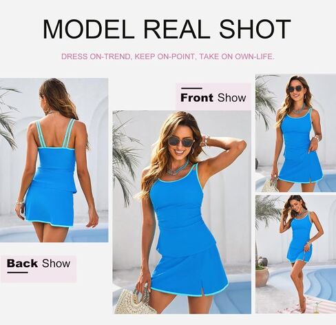 Dokotoo Tankini Swimsuits for Women 2026 Two Piece Bathing Suits Tummy Control Ruched Swim Suits with Skirt in Saudi Arabia