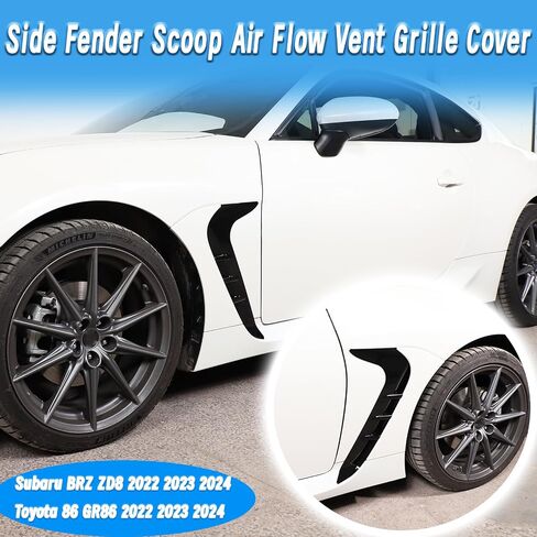 Front Fender Side Air Flow Fender Vent Cover Trim Compatible with Subaru BRZ ZD8 Toyota 86 GR86 2022 2023 2024,ABS Side Wing Air Vent Hood Intake Hole Grille Spoiler Trim Accessories (Piano Black) in Saudi Arabia