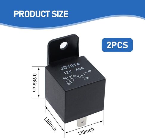 2 PCS Car 12V 40A 5 Pin Relay, JD1914 Waterproof Housing and Alloy Contact Relay, Normally Open Normally Closed Plug-in Changeover Relay with Plastic Handle, Universal for Cars in Saudi Arabia