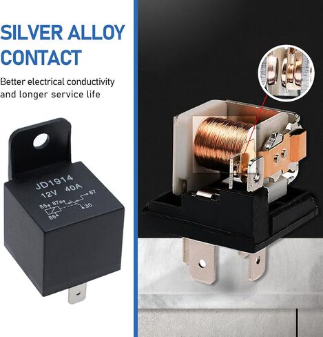 2 PCS Car 12V 40A 5 Pin Relay, JD1914 Waterproof Housing and Alloy Contact Relay, Normally Open Normally Closed Plug-in Changeover Relay with Plastic Handle, Universal for Cars in Saudi Arabia