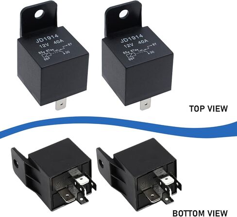 2 PCS Car 12V 40A 5 Pin Relay, JD1914 Waterproof Housing and Alloy Contact Relay, Normally Open Normally Closed Plug-in Changeover Relay with Plastic Handle, Universal for Cars in Saudi Arabia