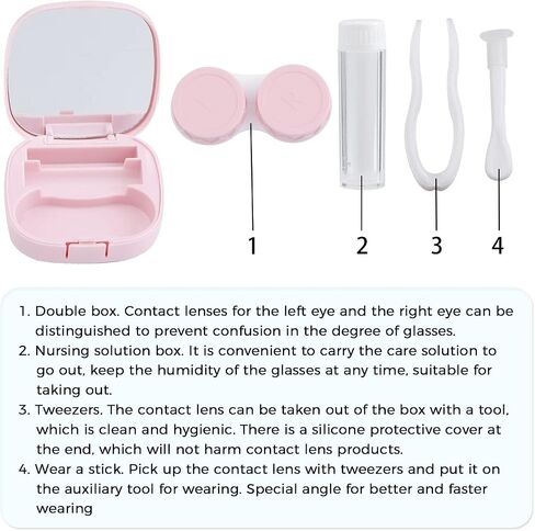 G-Ahora Kitty Contact Lens Case with Mirror Portable Soak Kitty Storage Box Kitty Contact Lens Box Holder Container for Travel Carry Set (D, 1) in Saudi Arabia