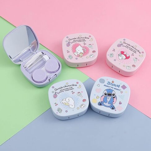 G-Ahora Kitty Contact Lens Case with Mirror Portable Soak Kitty Storage Box Kitty Contact Lens Box Holder Container for Travel Carry Set (D, 1) in Saudi Arabia